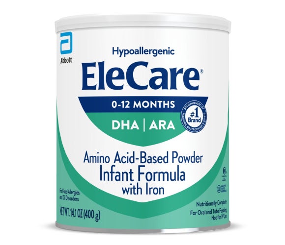 EleCare Hypoallergenic Amino Acid Infant Formula with Iron 14.1 oz Abbott Nutrition elemental formula for severe food allergies