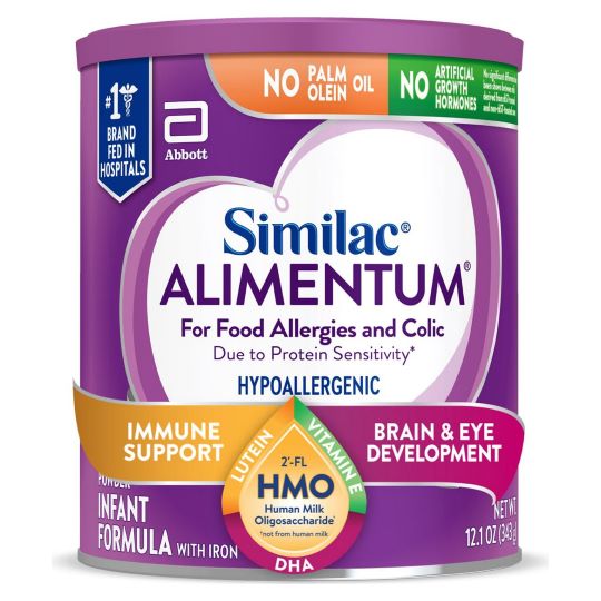 Similac Alimentum with 2-FL HMO Hypoallergenic Infant Formula Powder 12.1 oz extensively hydrolyzed casein cow milk allergy colic relief 24 hours
