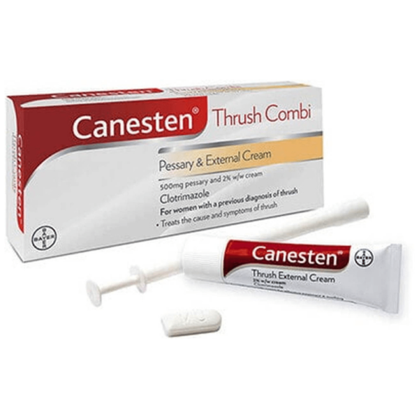 Canesten Thrush Combi Pessary & External Cream – Internal & External Thrush Treatment with Clotrimazole