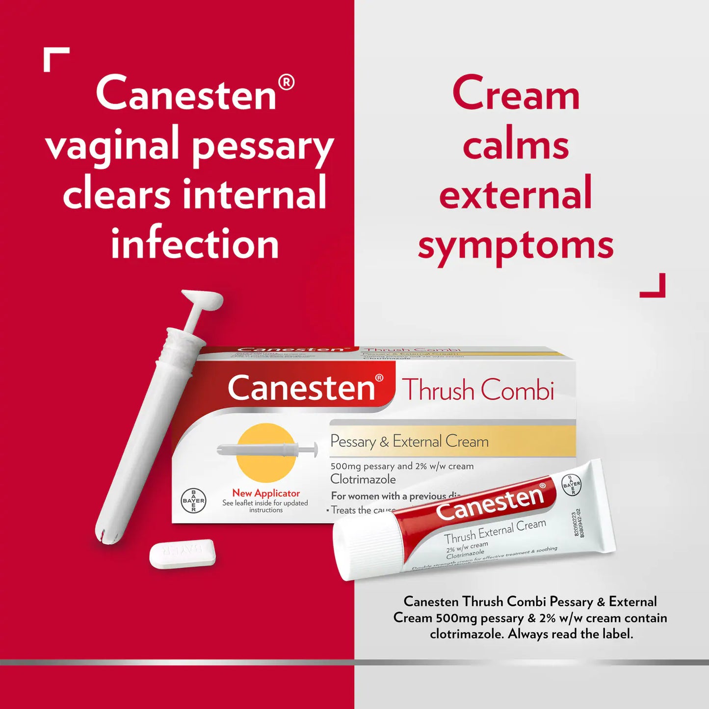 Canesten Thrush Combi Pessary & External Cream – Internal & External Thrush Treatment with Clotrimazole