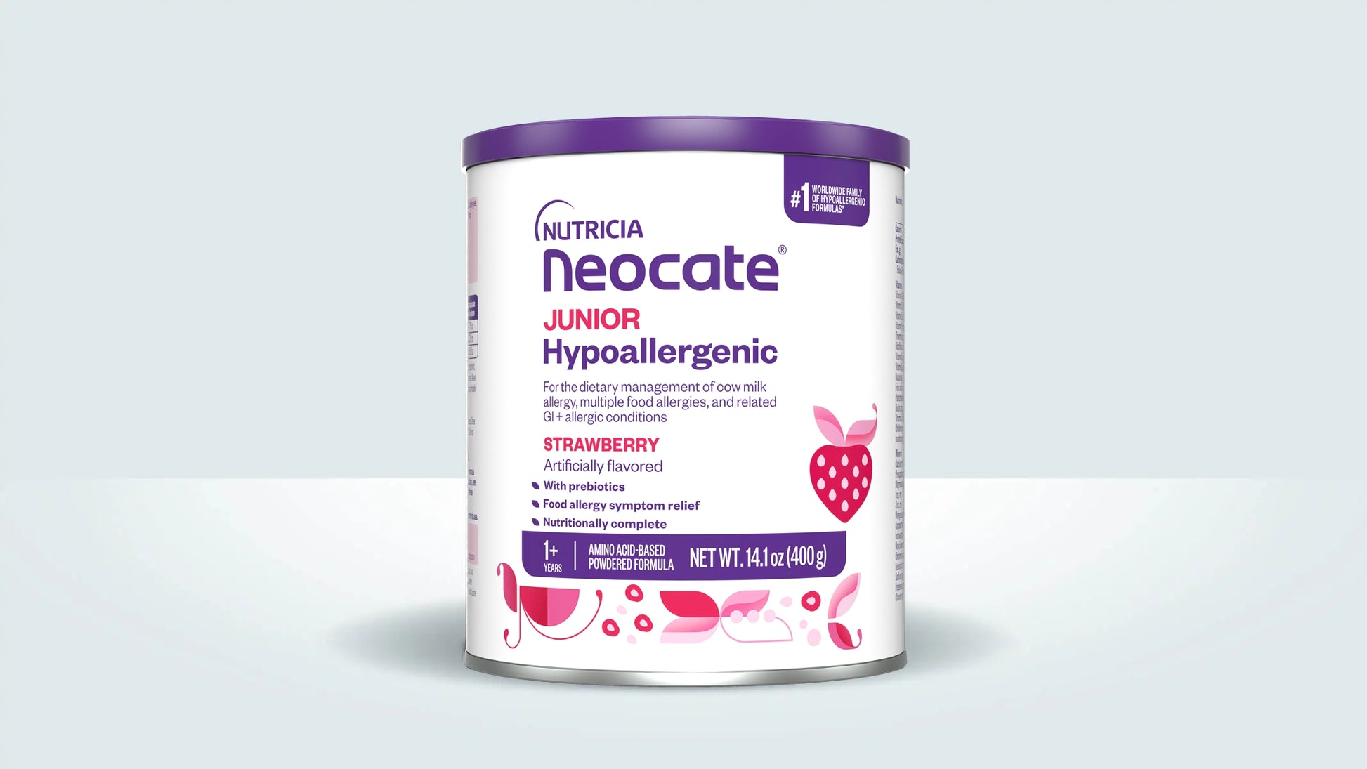 Neocate Junior Hypoallergenic Formula strawberry flavor amino acid based pediatric formula for kids with food allergies ages 1 plus